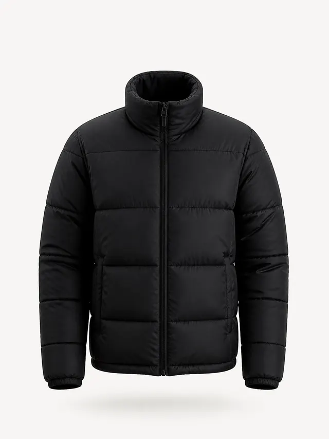 Puffer coat shown as a ghost mannequin product photo